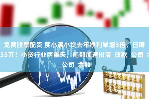 免费股票配资 度小满小贷去年净利暴增3倍，日赚超235万！小贷行业两重天，尾部加速出清_放款_公司_余额