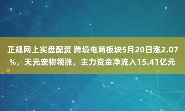 正规网上实盘配资 跨境电商板块5月20日涨2.07%，天元宠物领涨，主力资金净流入15.41亿元